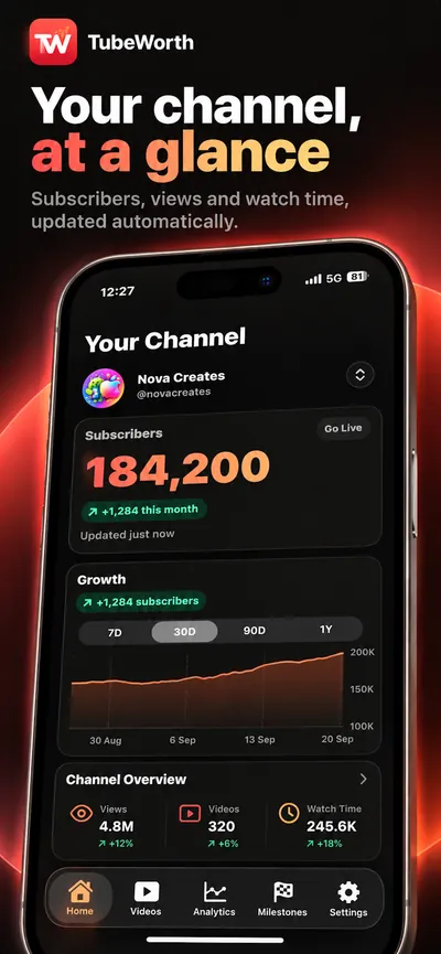 Your channel at a glance: subscribers, growth chart and channel overview
